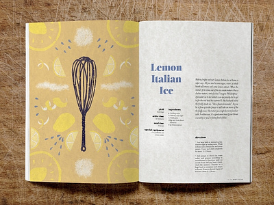 Home Italian Cookbook Lemon Ice Recipe Spread abril fatface book cookbook design editorial design editorial layout illustration italian italian food mrs eaves spread