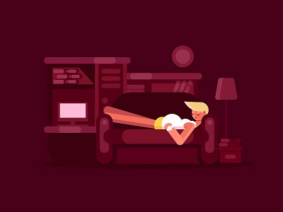 Relax illustration person purple room