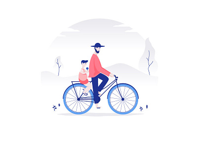 Cycling bike blue human illustration minimalist vector white