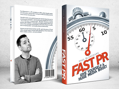 Fast PR book cover book cover design clean gray orange stopwatch white
