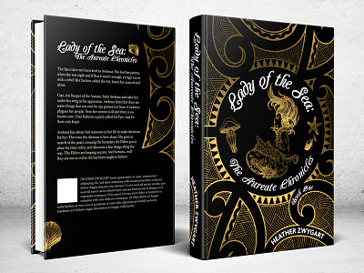 Lady Of The Sea black book cover book cover design gold gold foil maori mermaid pattern sea tribal