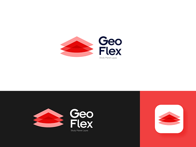 GeoFlex Education Platform Logo Design. abstract branding education education app education logo geography geology gradient graphic design layer style layered logo learning platform logo logo design mobile app red science technology transparent vector