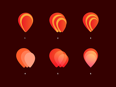 Traveling App Logo Design Exploration. airship balloons brand design branding gradiant graphic design identity location location pin logo logo design logo mark logodesign orange parachute red travel traveling app umbrella