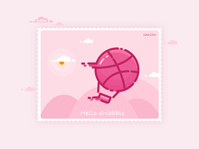 Hello dribbble debut dribbble first shot pink welcome