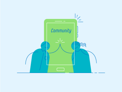 Community Meet Up on Mobile App adroid app application community illustration ios mobile app people simple ui