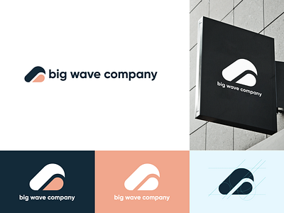 Big Wave Company - Logo blue brand and identity brand identity branding design icon logo logo concept mockup ocean red wave
