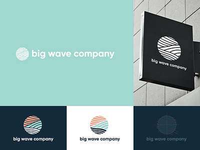 Big Wave Company - Logo Concept brand and identity brandidentity branding darkblue design emerald logo logo concept logo conception logo grid mockup ocean protein red wave