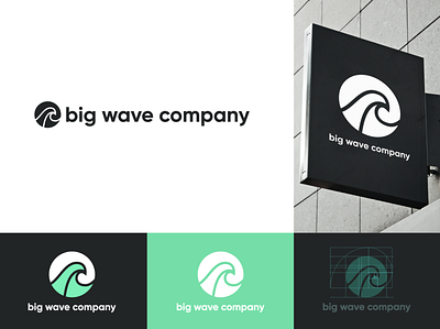 Big Wave Logo concept III black brand and identity brand identity branding design green logo logo grid negative space ocean wave