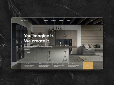 Diollo - Homepage header brand and identity create dark mode gallery high end homepage homepage design imagine kitchen marble projects startup