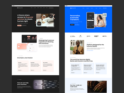 Web page designs for FintechOS