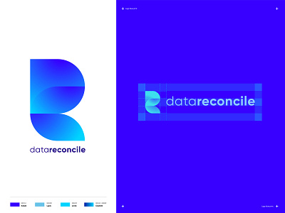 Logo concept for DataReconcile blue blueprint corporate finance gradient kobalt logo concept logo design