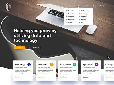 Rsult homepage concept accountancy accountant blockchain brand identity data laptop technology technology logo ui ux website