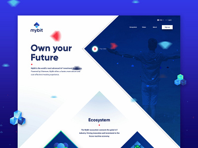 Mybit homepage concept blockchain blue desktop header homepage particles ui ui ux website