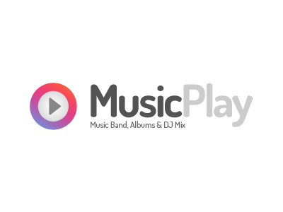 MusicPlay Logo music player band dj events blog minimal flat logo play