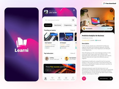 Learni eLearning App UI & UX Design android app app elearning ios app learning mobile app ui ux