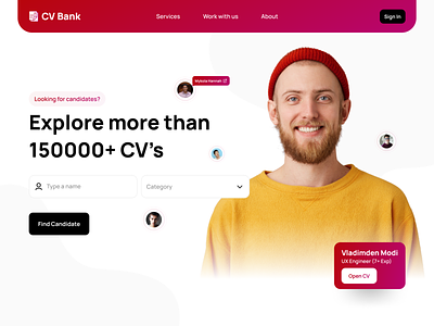 CV Bank, Concept design for CV Archive. cv cv portal cvbank hire candidates resume