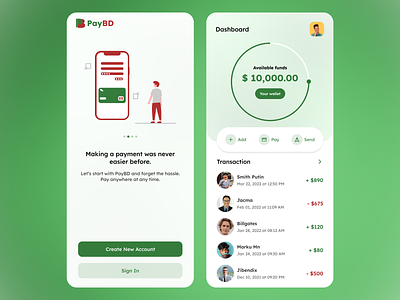 PayBD App Concept UI Design app design mobile wallet paybd ui ux wallet
