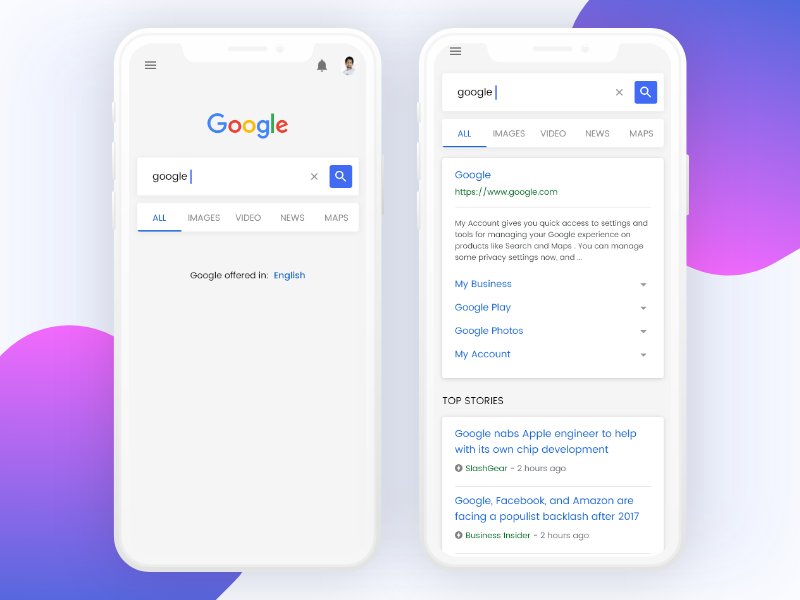 Retouched Google Mobile UI by Alamin Mir 🚀 on Dribbble