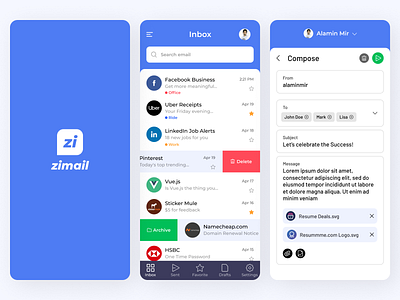 Email App UI app blue email ios mail ui
