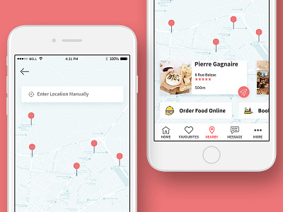 Search Nearby Restaurants app ios movie ticket online food table ui ux