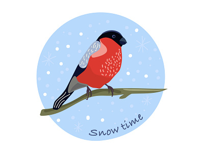 Snow time 2d adobe illustrator bullfinch illustration snow vector