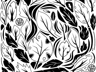 Pattern black 2d adobe illustrator illustration monstera pattern vector