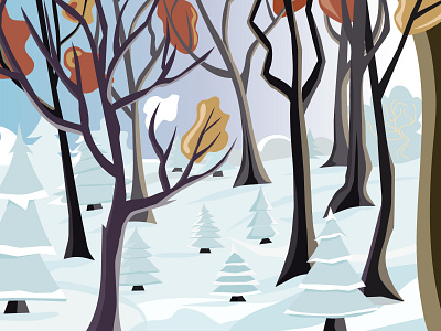 Winter forest 2d adobe illustrator illustration vector winter
