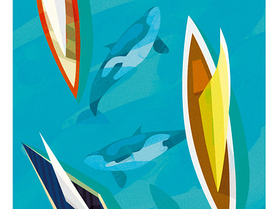 Relax 2d adobe illustrator illustration sea orcas vector
