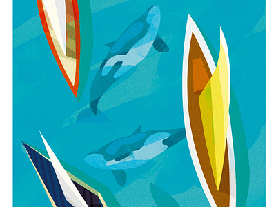 Relax 2d adobe illustrator illustration sea orcas vector
