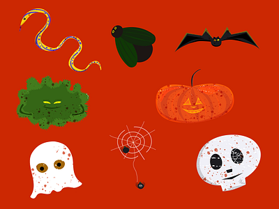 Spooky stickers adobe illustrator halloween illustration pumkin spooky stickers telegram vector