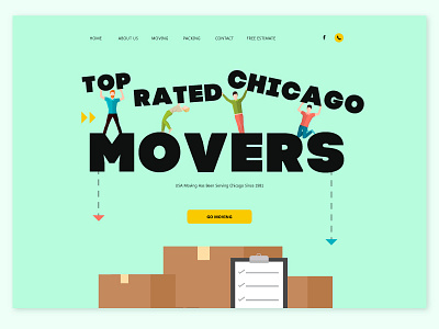 Moving! flat landing moving page promo type ui ux