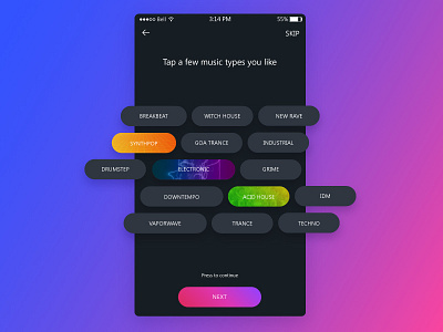 Tags cloud dailyui gradient music postertosite tags ui ux