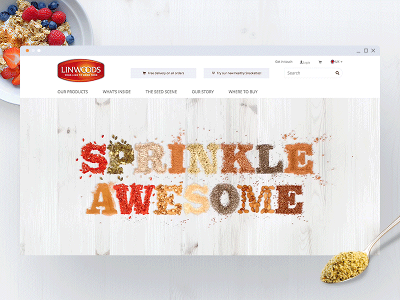 Linwoods - Sprinkle Awesome Banner animation banner food health linwoods motion seeds ui ux video web website