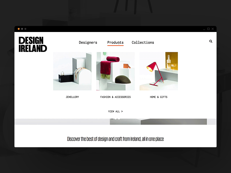 Design Ireland - Products Menu animation black clean design interaction ireland menu minimal ui ux website white