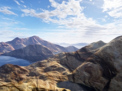 3D Landscape Terrain Artwork (WIP) 3d app art icon ios landscape mountains photoshop terragen terrain texture