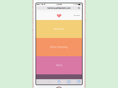 Harmony – Sound Therapy Application 2d app blue color colours javascript mobile natural sounds
