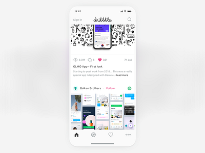 Dribbble App Redesign app dribbble flat home icon ios ui ux white