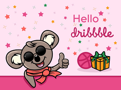 Hello Dribbble character logo mascot