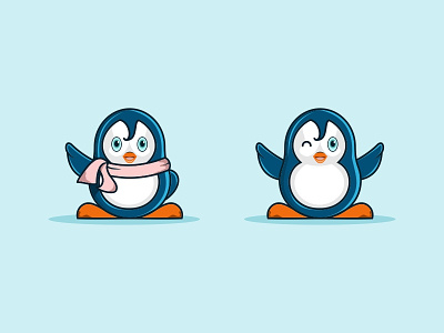 Cute penquin animal character illustration logo mascot