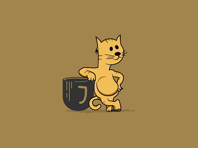 The Cat animal character illustration logo mascot