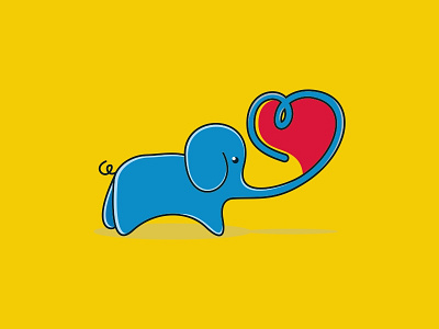 The elephant of Happyness animal brand branding character illustration logo mascot