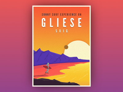 Gliese 581g astronomy exoplanet illustration poster space travel poster