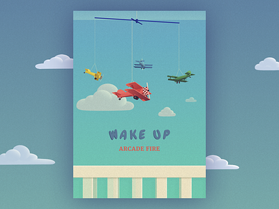 Wake Up aeroplane arcade fire dream illustration poster