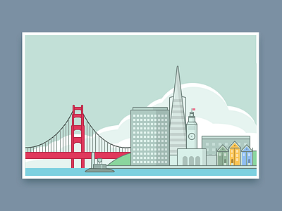 San Francisco Landmarks city golden bridge illustration landmarks san francisco skyline urban