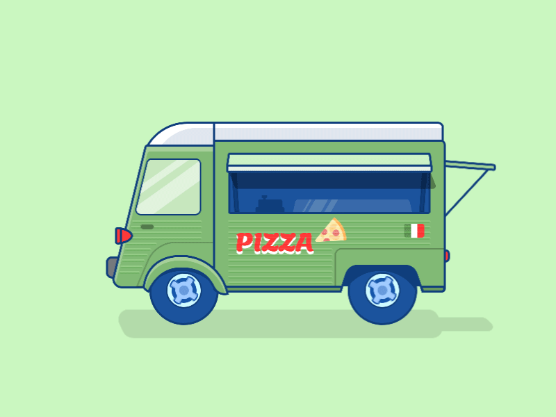 Pizza Truck colorful design flat food illustration vector