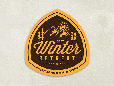 Winter Retreat badge logo mountain retreat typography winter