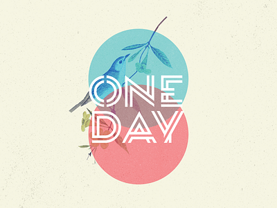 one day bird circle collage flower graphic one day typography