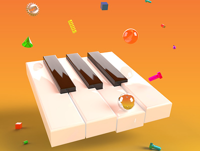 PIANO 3d 3d icon camp design disco fun graphic design icon illustration piano render surreal tombo