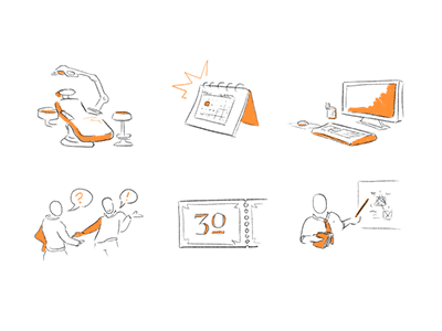 Product illustrations coaching drawings e-learning illustrations