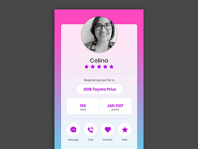 Daily UI Challenge 006 User Profile 005 daily ui challenge gradients pink ride sharing user profile
